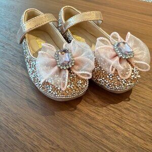 doe a dear Glitter & Metal Stone Flat Shoes-Pink